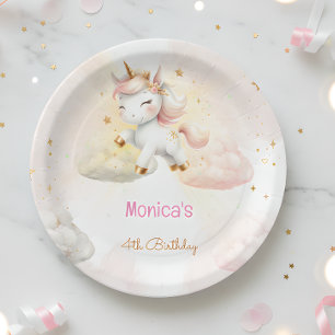 Plato De Papel Cumpleaños de niños de unicornio pastel mágico cap