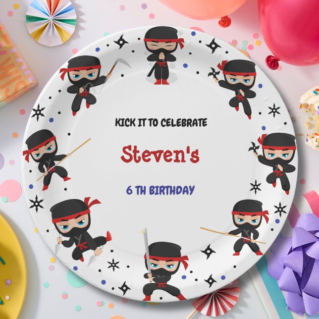 Plato De Papel cumpleaños de niños estilo Ninja (Subido por el creador)