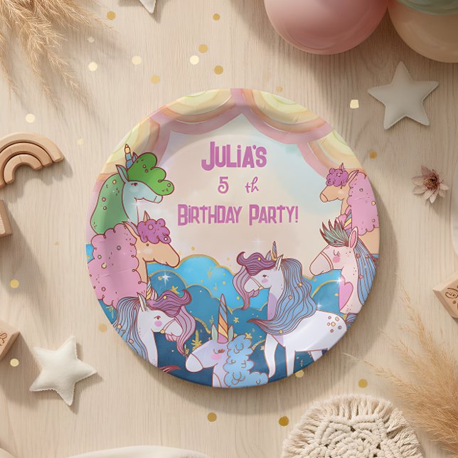 Plato De Papel Cumpleaños de Niños Pastel Unicornio (Subido por el creador)