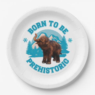 Plato De Papel Cumpleaños de niños prehistóricos mamut bebé lindo