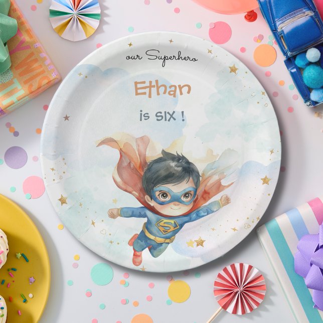 Plato De Papel Cumpleaños de niños superhéroe superboy (Subido por el creador)