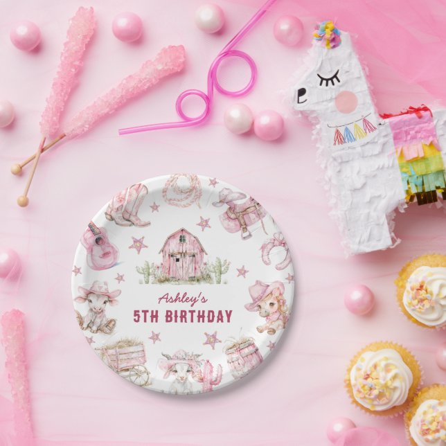 Plato De Papel Cumpleaños de niños vaqueros (Fiesta)
