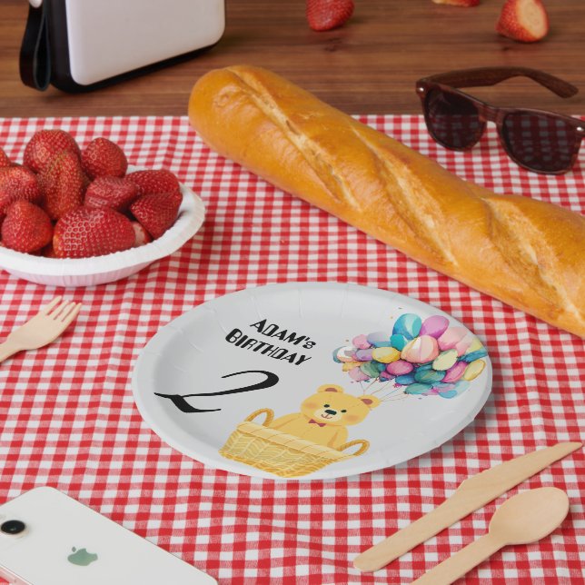 Plato De Papel cumpleaños de nombre personalizado (Picnic)