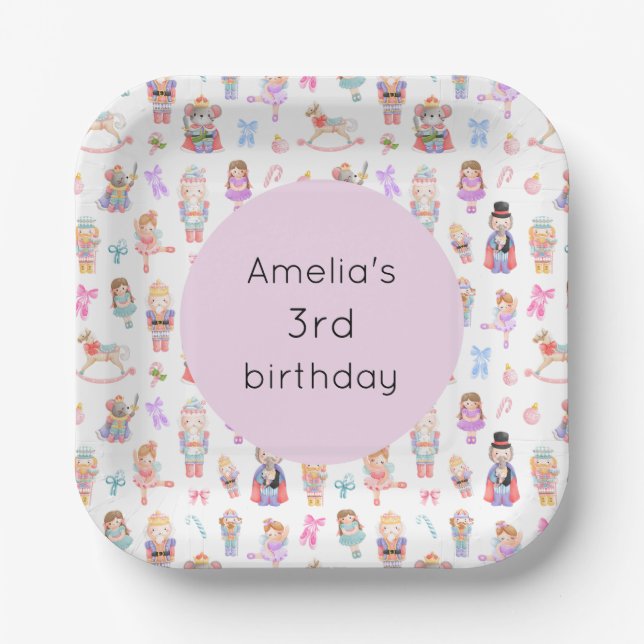 Plato De Papel Cumpleaños de Nutcracker (Anverso)