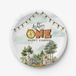 Plato De Papel Cumpleaños de One Happy Camper