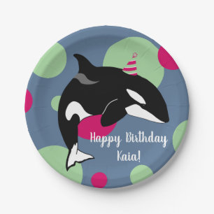 Plato De Papel cumpleaños de Orca Killer Whale
