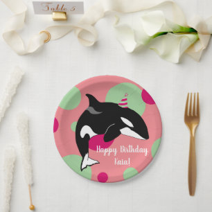 Plato De Papel cumpleaños de Orca Killer Whale