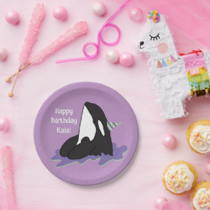 Plato De Papel cumpleaños de Orca Killer Whale