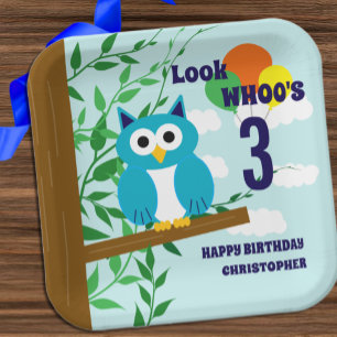 Plato De Papel Cumpleaños de Owl