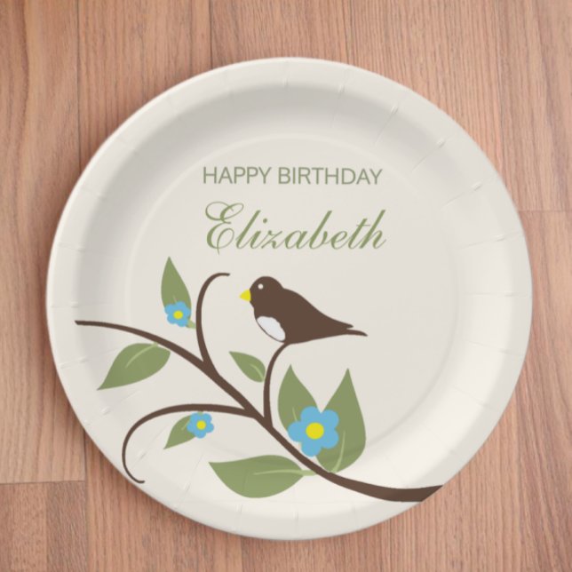 Plato De Papel Cumpleaños de pájaro (Subido por el creador)