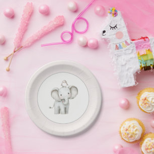 Plato De Papel Cumpleaños de pájaro elefante lindo