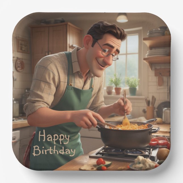 Plato De Papel Cumpleaños de Papá el Chef (Anverso)