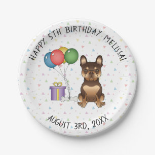 Plato De Papel Cumpleaños De Perro Bonito Bulldog Francés De Choc