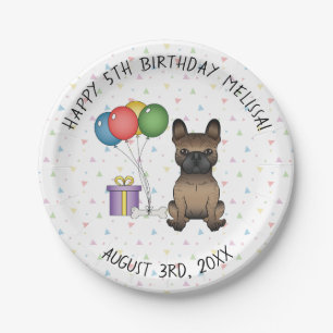 Plato De Papel Cumpleaños de perro de dibujos animados adorable B