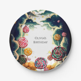 Plato De Papel Cumpleaños de personalizado Cute Candyland