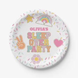 Plato De Papel Cumpleaños de pijamada Preppy Patch