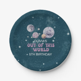 Plato De Papel Cumpleaños de planetas fuera de este mundo