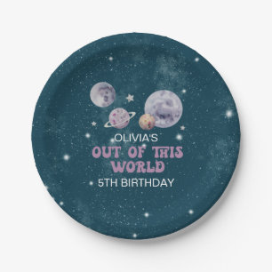 Plato De Papel Cumpleaños de planetas fuera de este mundo