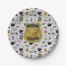 Plato De Papel Cumpleaños de policía con tema de policía