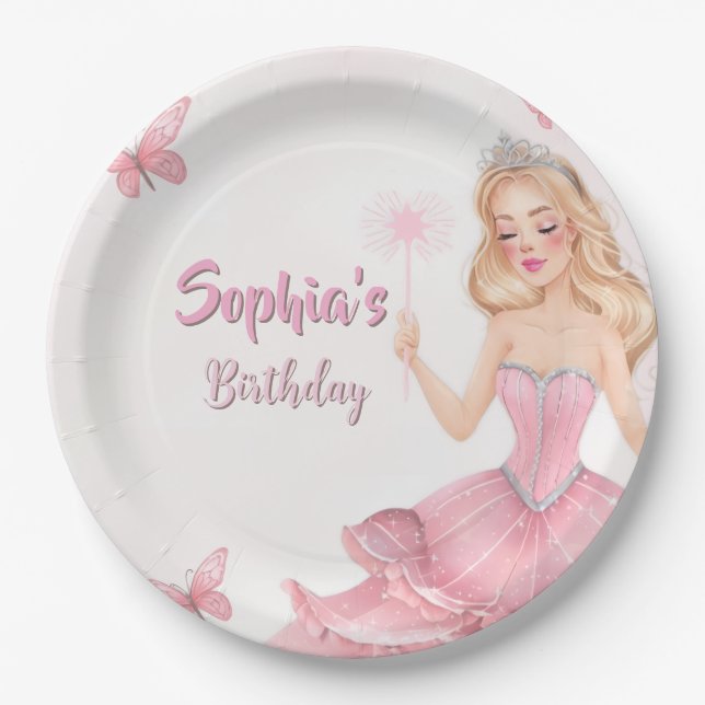 Plato De Papel Cumpleaños de Princesa (Anverso)