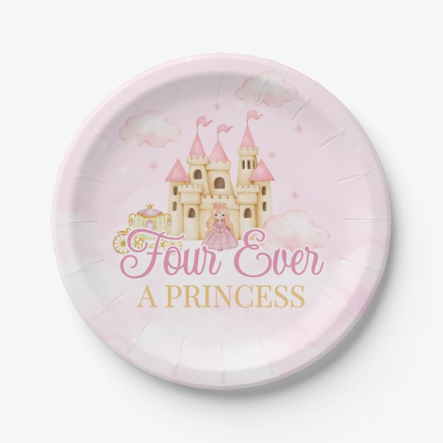 Plato De Papel Cumpleaños de Princesa (Anverso)