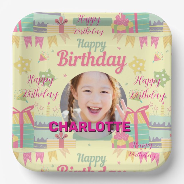 Plato De Papel cumpleaños de princesa (Anverso)