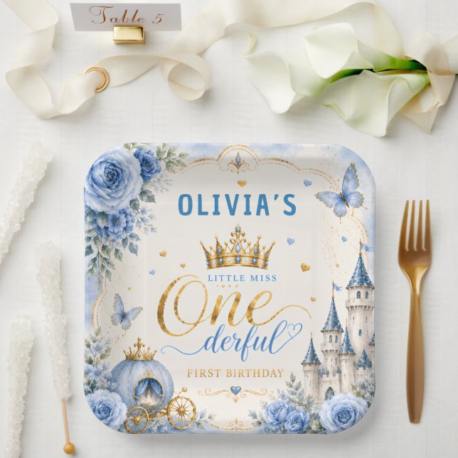 Plato De Papel Cumpleaños de Princesa Caprichosa (Boda)