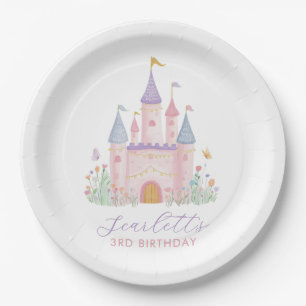 Plato De Papel Cumpleaños de Princesa Castillo Encantado Fiesta d