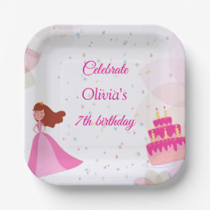 Plato De Papel Cumpleaños de princesa de Disney elegante