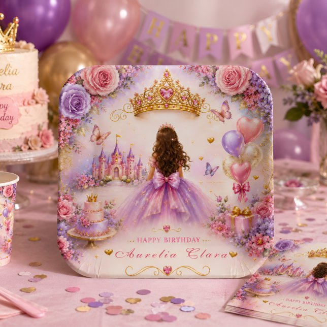 Plato De Papel Cumpleaños de Princesa Encantada Personalizado (Subido por el creador)