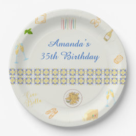 Plato De Papel Cumpleaños de Prosecco y Pasta