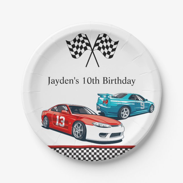 Plato De Papel Cumpleaños de Race Car, Invitación de Cumpleaños (Anverso)