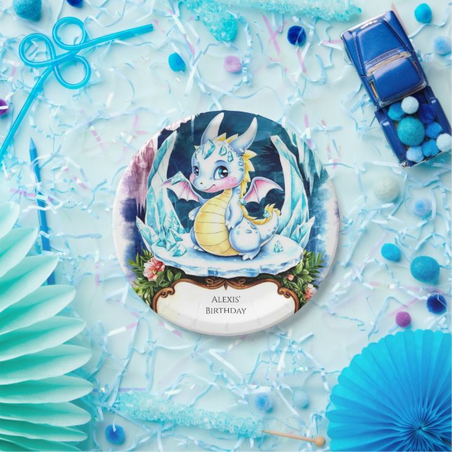 Plato De Papel Cumpleaños de Radiant Happy Dragon (Fiesta)