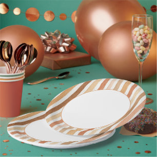 Plato De Papel Cumpleaños de Rayas de Rubor de Latte de Calabaza