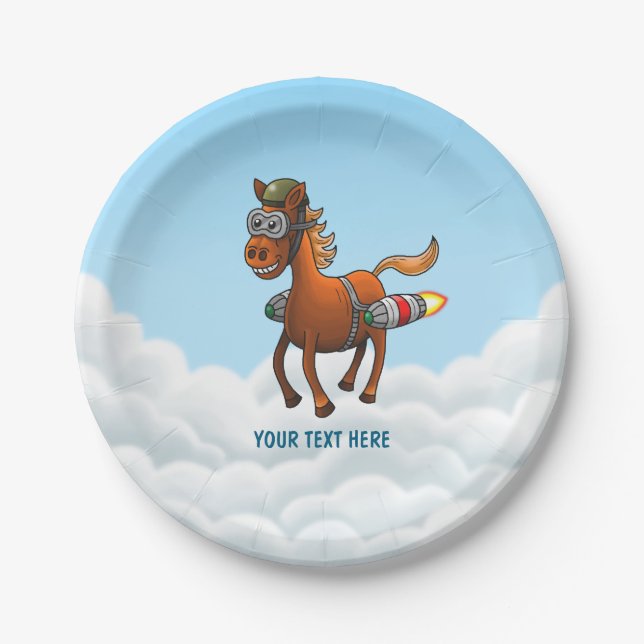 Plato De Papel Cumpleaños de Rocket Pony (Anverso)