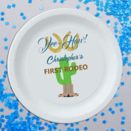 Plato De Papel Cumpleaños de Rodeo de Vaquero Occidental
