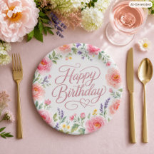 Cumpleaños de rosas botánicas elegantes rosadas