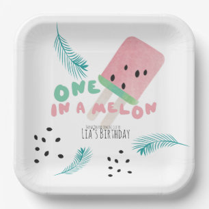 Plato De Papel Cumpleaños de sandía / Una en una sandía