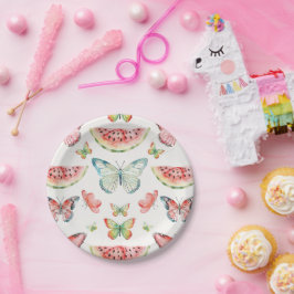 Plato De Papel Cumpleaños de Sandía Verde