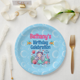 Plato De Papel Cumpleaños de Sirena Bajo El Mar