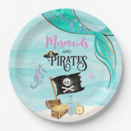 Plato De Papel Cumpleaños de Sirenas y Piratas