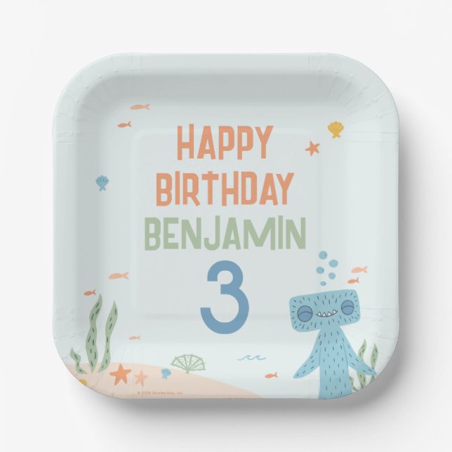 Plato De Papel Cumpleaños de Slumberkins Hammerhead (Anverso)