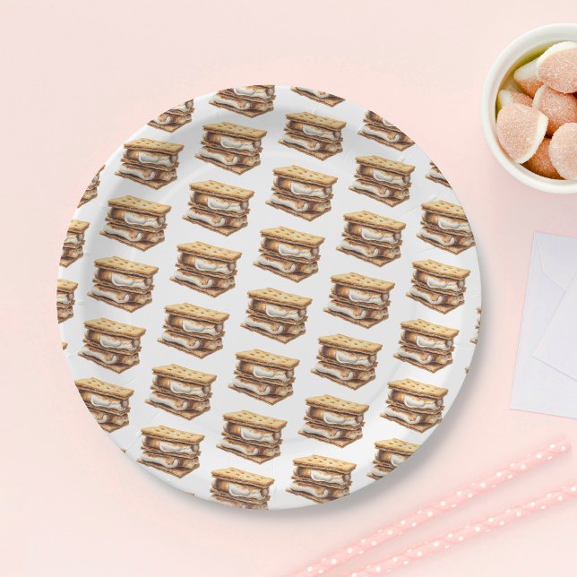 Plato De Papel Cumpleaños de Smore Fun Cute Campfire Camping (Subido por el creador)