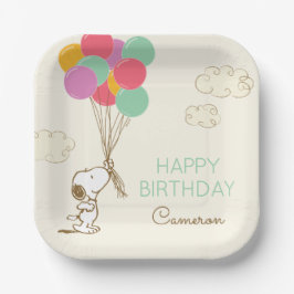 Plato De Papel Cumpleaños de Snoopy y Balloons