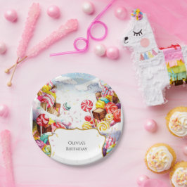 Plato De Papel Cumpleaños de Sprinkle Candyland encantado