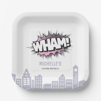 Plato De Papel Cumpleaños de superhéroe de libro de historietas r