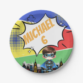 Plato De Papel Cumpleaños de superhéroes