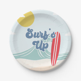 Plato De Papel Cumpleaños de Surfs Up Beach