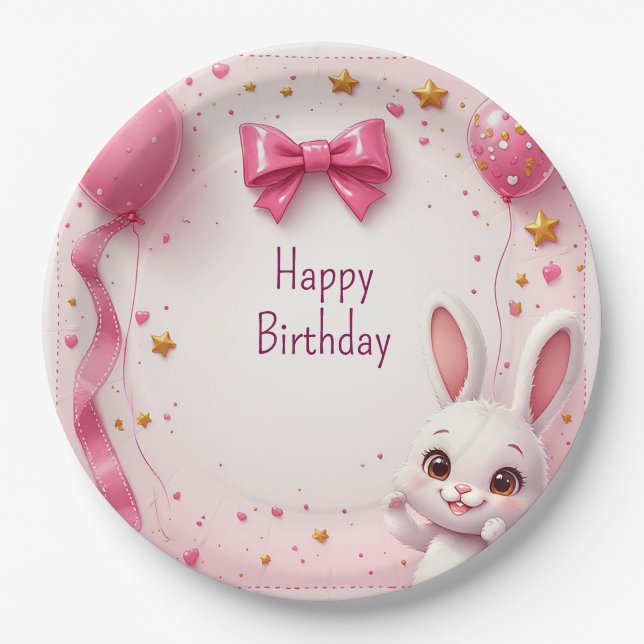 Plato De Papel Cumpleaños de Sweet Bunny Baby 🐰 (Anverso)