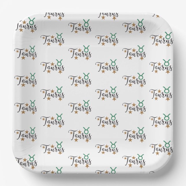 Plato De Papel Cumpleaños de Taurus Horoscope (Anverso)